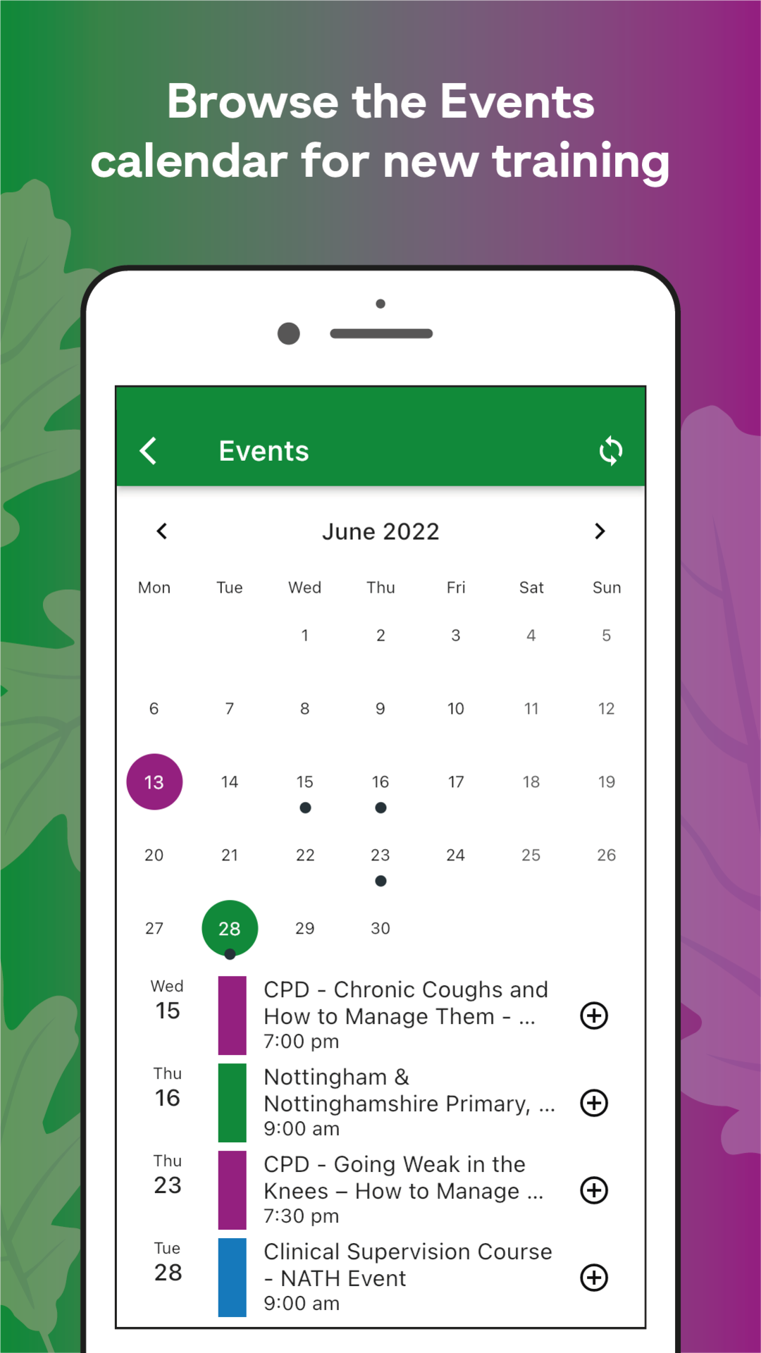 Browse the Events calendar for new training