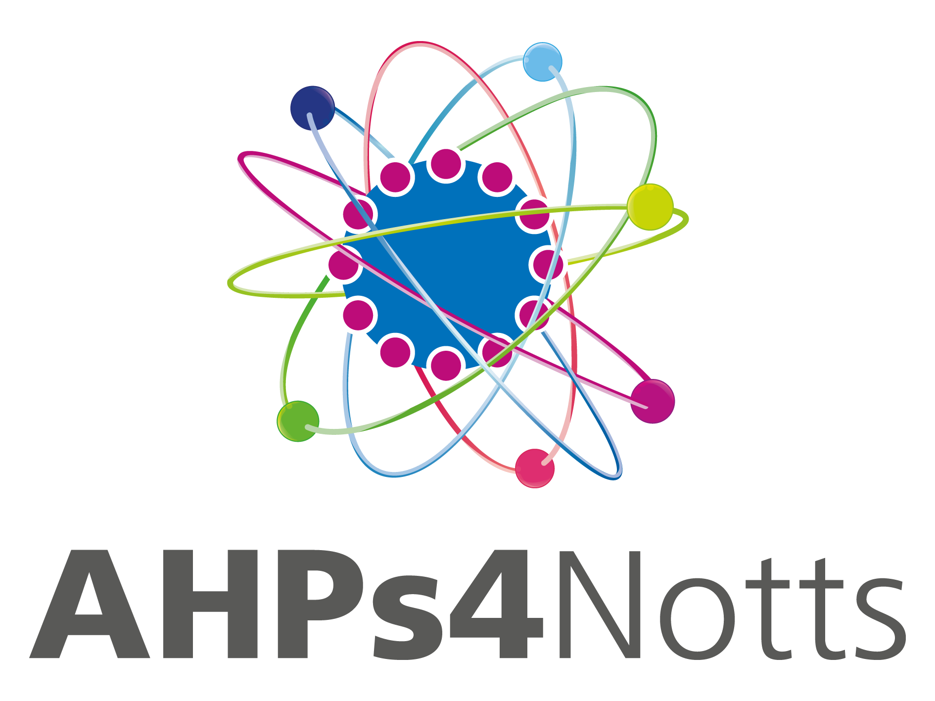 AHPs4Notts Logo - atoms circling round a sphere